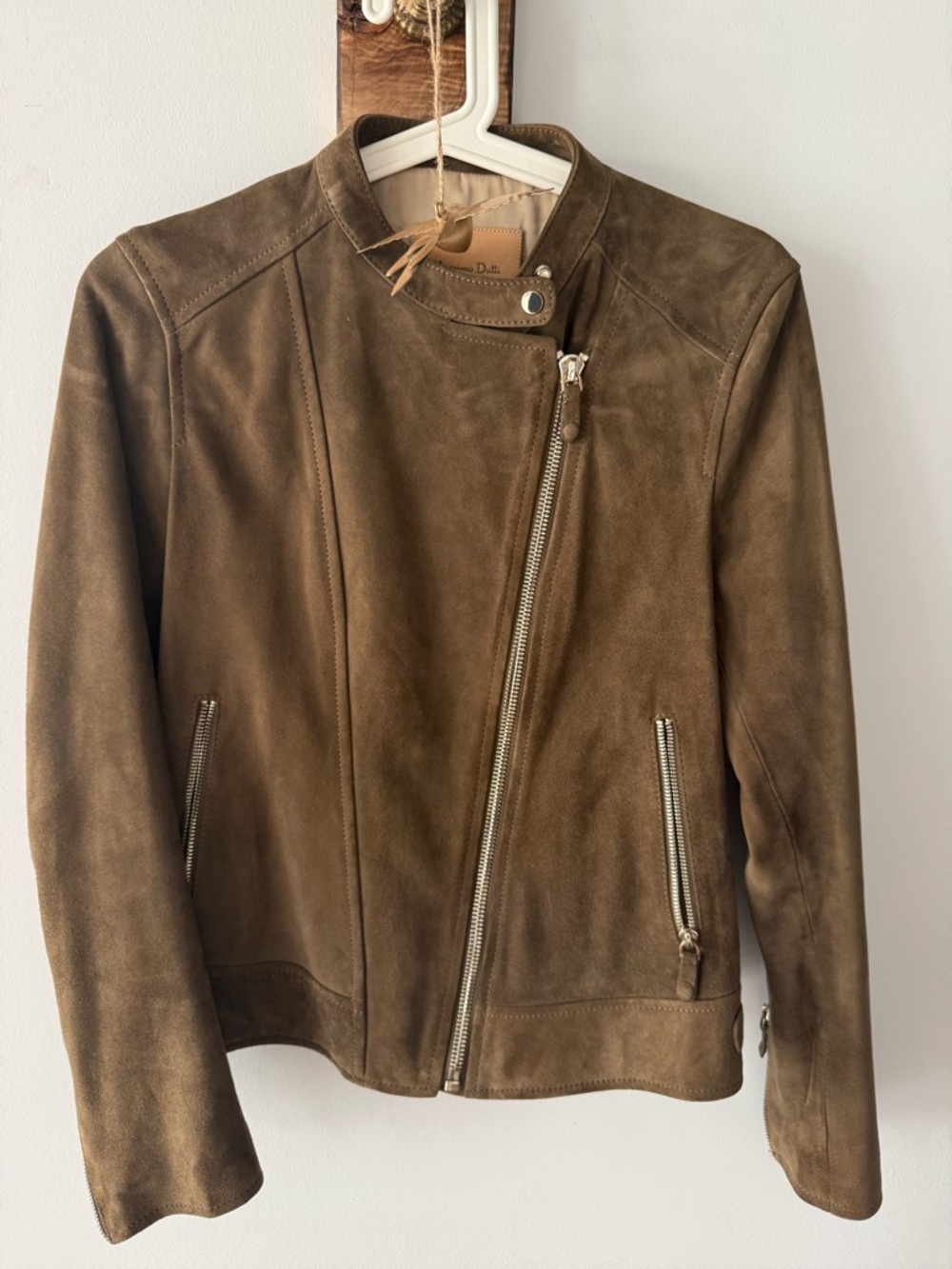 Massimo DuttiSuede Moto Jacket - Brown - Picture 3 of 5